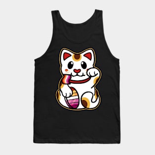 LGBTQ+ Pride Lucky Cat - Lesbian Tank Top